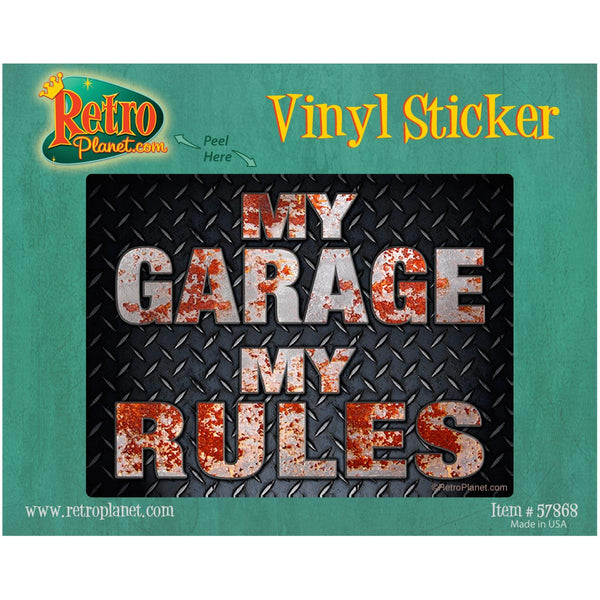 My Garage My Rules Diamond Plate Sticker