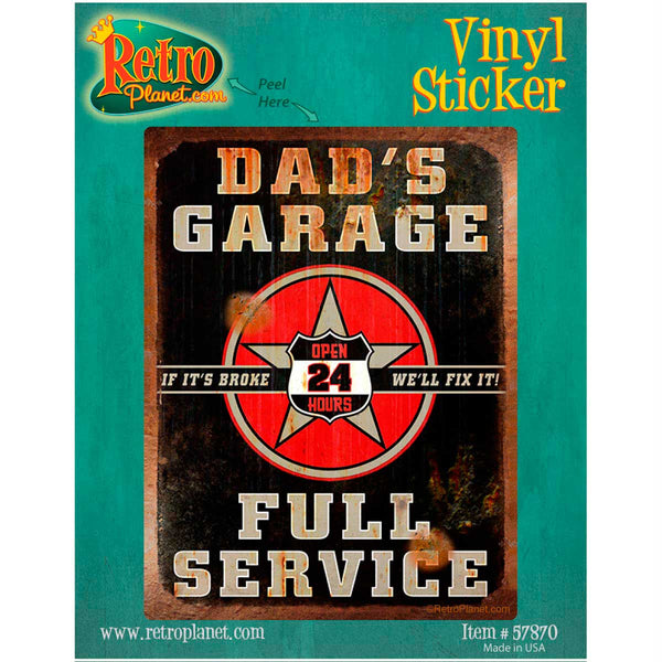 Dads Garage Rusty Rectangular Vinyl Sticker