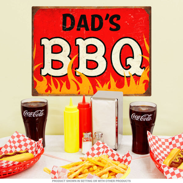 Dads BBQ Barbecue Flames Wall Decal