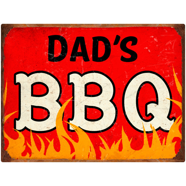 Dads BBQ Barbecue Flames Wall Decal