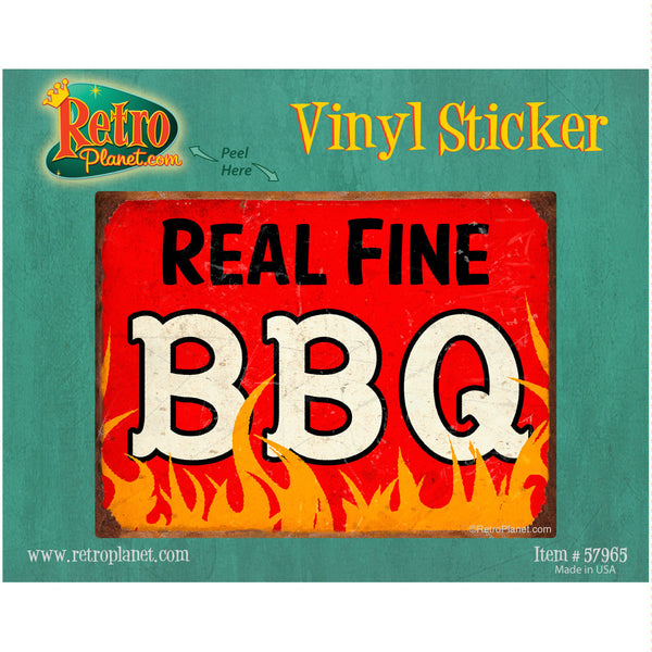 Real Fine BBQ Barbecue Flames Vinyl Sticker