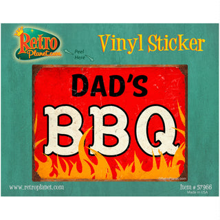 Dads BBQ Barbecue Flames Vinyl Sticker
