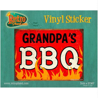 Grandpas BBQ Barbecue Flames Vinyl Sticker