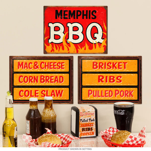 Memphis BBQ Southern Menu Wall Decal Set