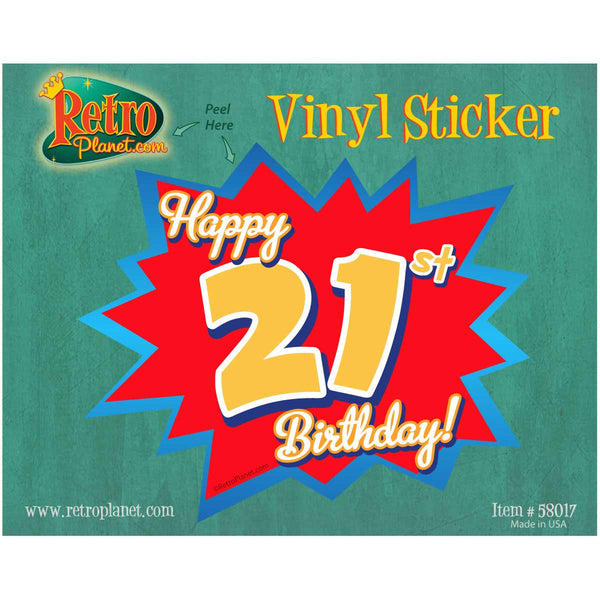Happy 21st Birthday Gift Vinyl Sticker