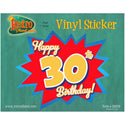 Happy 30th Birthday Gift Vinyl Sticker