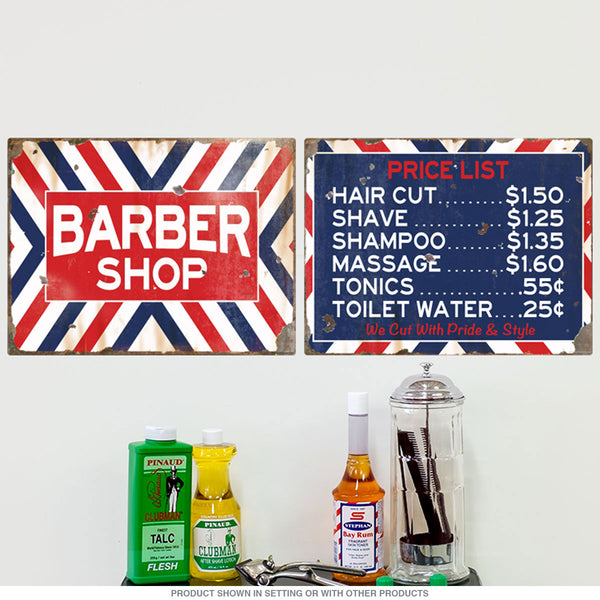Barber Shop Price List Wall Decal Distressed