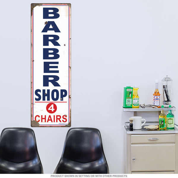 Barber Shop 4 Chairs Wall Decal Distressed