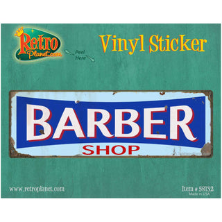 Barber Shop Entrance Vinyl Sticker Distressed