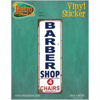 Barber Shop 4 Chairs Vinyl Sticker Distressed