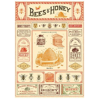 Bees And Honey Scientific Vintage Style Poster