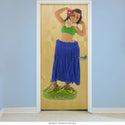 Dancing Hula Doll Blue Skirt Tiki Wall Decal