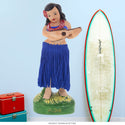 Hula Doll With Ukulele Blue Tiki Wall Decal