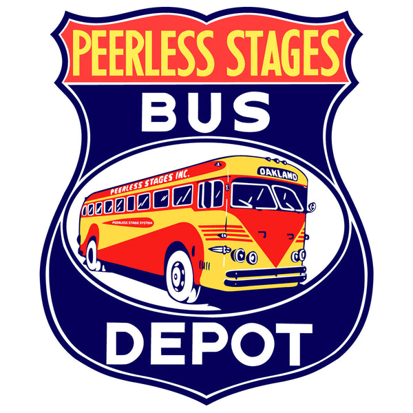 Peerless Stages Bus Depot Shield Wall Decal