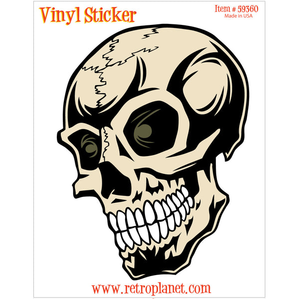 Skull Cartoon Green Eyes Vinyl Sticker