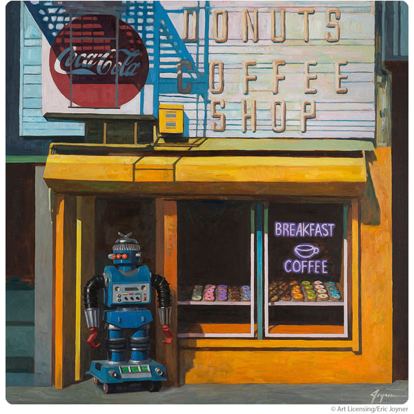 Blue Zeroid Robot Donuts Coffee Shop Wall Decal