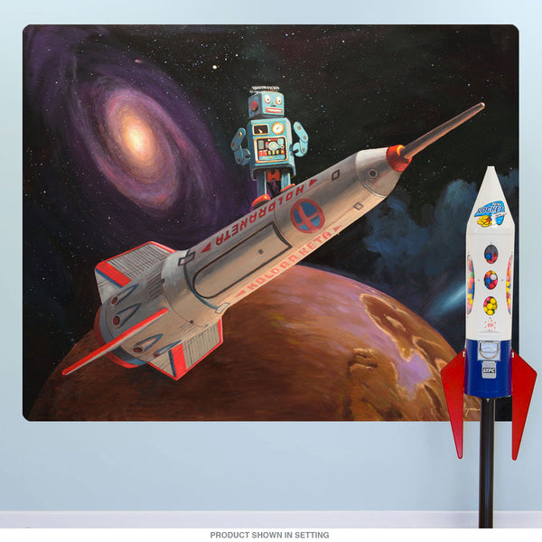 Robot Space Ship Rocket Surfer Wall Decal