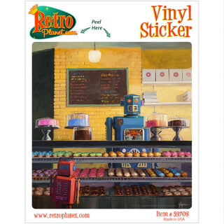 Robot Donut Shop Indecision Vinyl Sticker