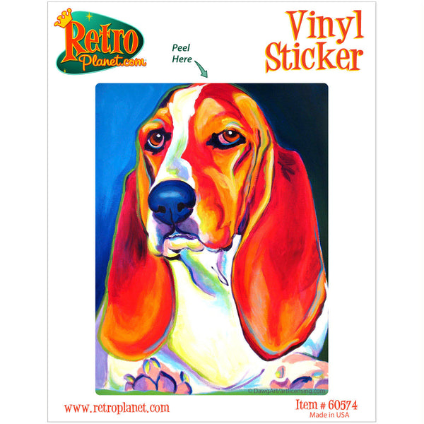 Maple Basset Hound Dog Vinyl Sticker