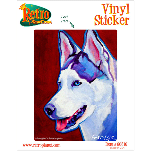Siberian Husky Dog Red Vinyl Sticker