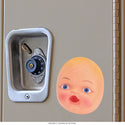 Creepy Doll Head Feed Me Face Vinyl Sticker