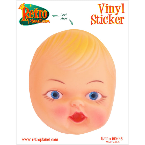 Creepy Doll Head Blonde Vinyl Sticker