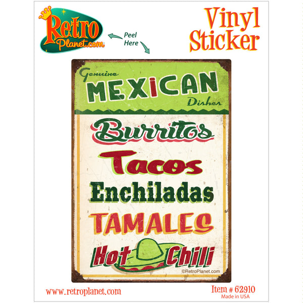 Mexican Food Restaurant Menu Vinyl Sticker