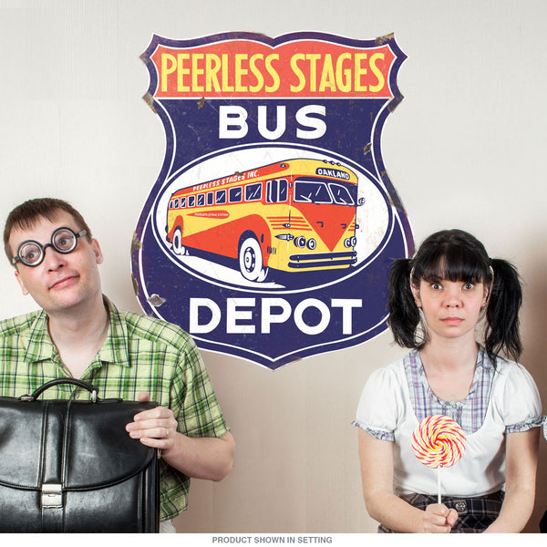 Peerless Stages Bus Depot Distressed Wall Decal
