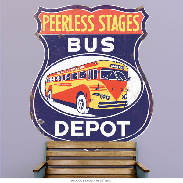 Peerless Stages Bus Depot Distressed Wall Decal