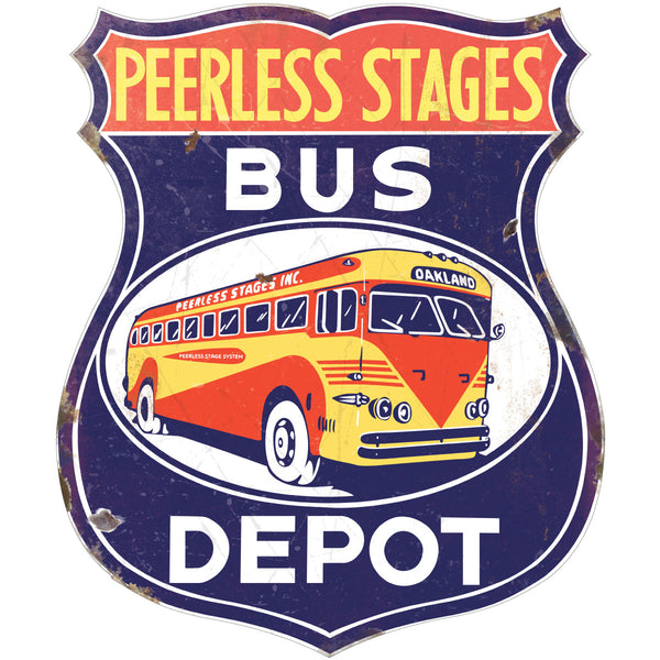 Peerless Stages Bus Depot Distressed Wall Decal