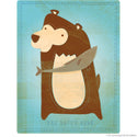 Happy Bear With Fish Wild Animal Wall Decal