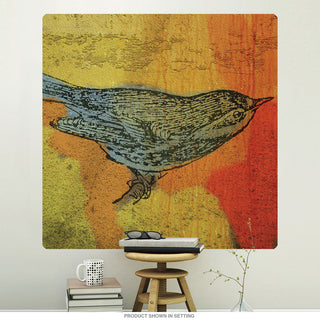 Warbler Bird Rustic Engraving Wall Decal