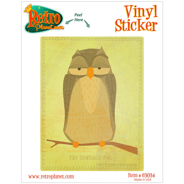 Sensible Owl Rustic Bird Vinyl Sticker
