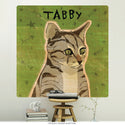 Tabby Grey Pet Cat Rustic Wall Decal