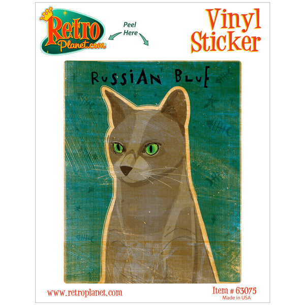 Russian Blue Cat Rustic Vinyl Sticker