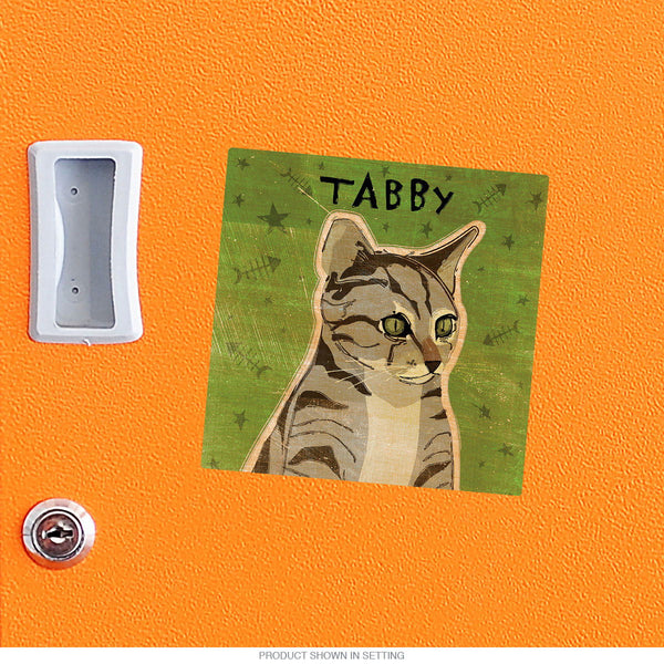 Tabby Grey Cat Rustic Vinyl Sticker