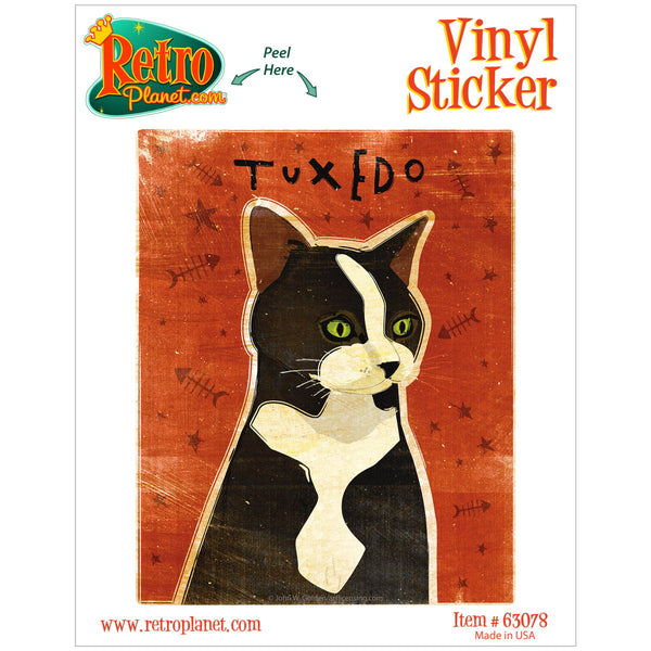 Tuxedo Cat Rustic Vinyl Sticker