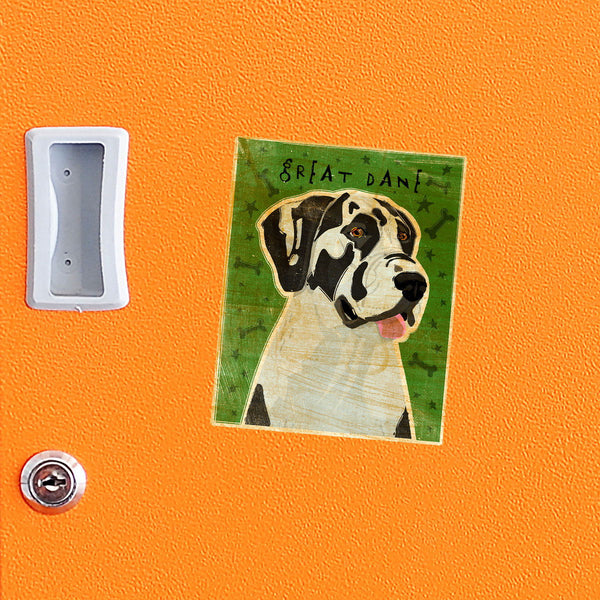 Harlequin Great Dane Uncropped Ears Dog Vinyl Sticker