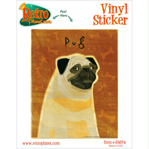 Pug Tan Little Dog Vinyl Sticker