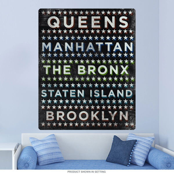 New York City Boroughs Pastel Wall Decal