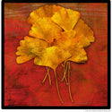Gingko Tree Leaves Red Wall Decal