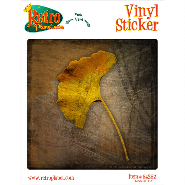 Ginkgo Tree Leaf Orange Vinyl Sticker
