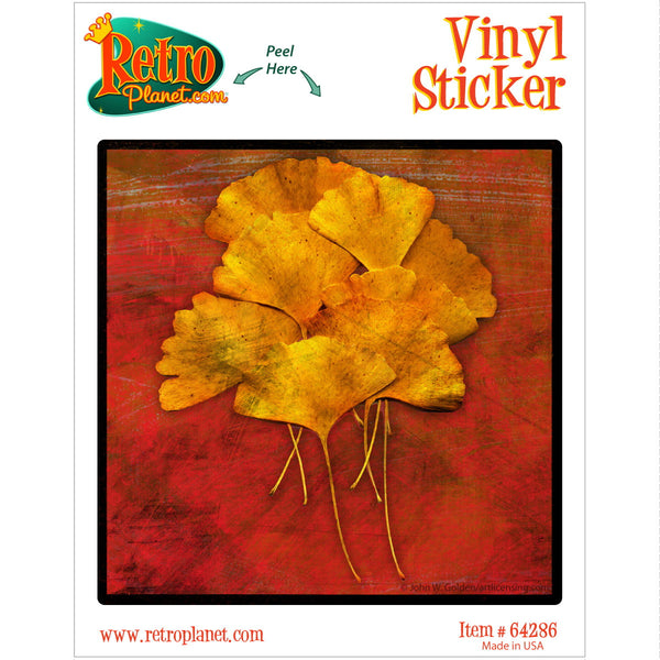 Gingko Tree Leaves Red Vinyl Sticker