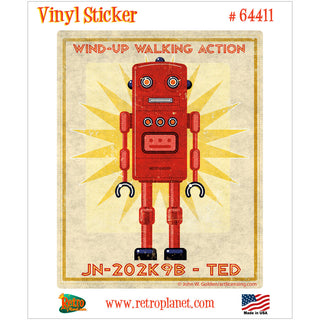 Robot Ted Wind Up Toy Lunastrella Vinyl Sticker