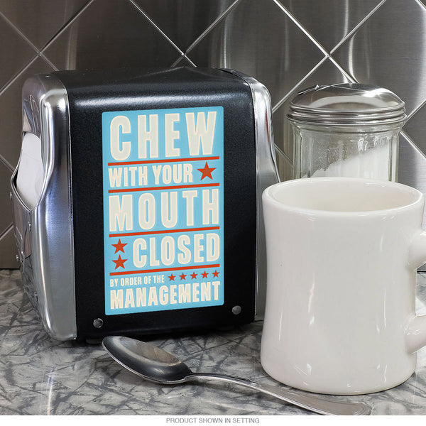 Chew with Mouth Closed Management Sticker