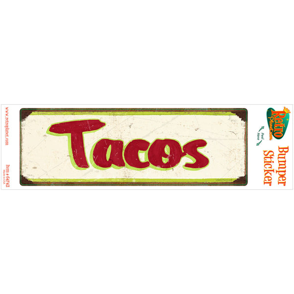 Tacos Mexican Food Vinyl Sticker Cream