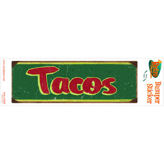 Tacos Mexican Food Vinyl Sticker Green