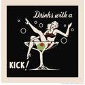 Drinks with a Kick Girl Cocktail Bar Wall Decal