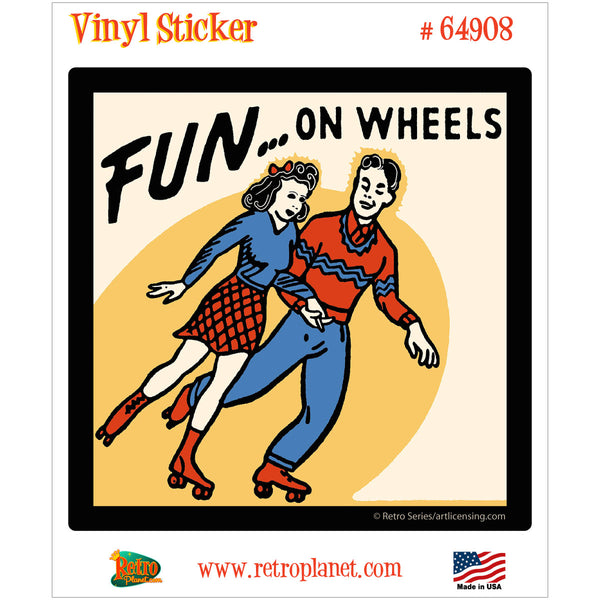 Roller Skaters Fun On Wheels Sports Vinyl Sticker