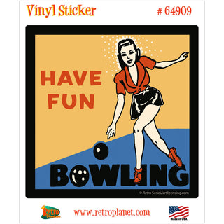 Bowling Have Fun Retro Sports Vinyl Sticker